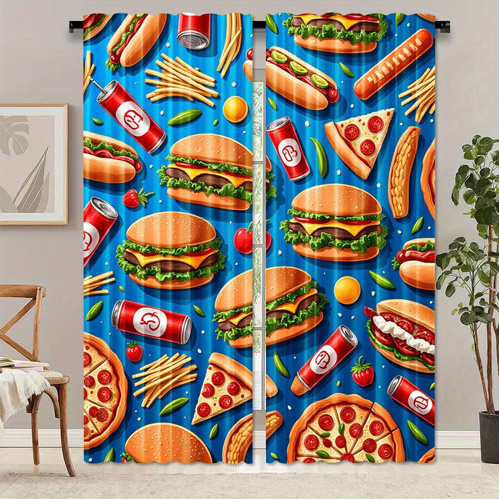 Food Snacks Background - ستارة غرفة نوم رئيسية بتصميم الوجبات