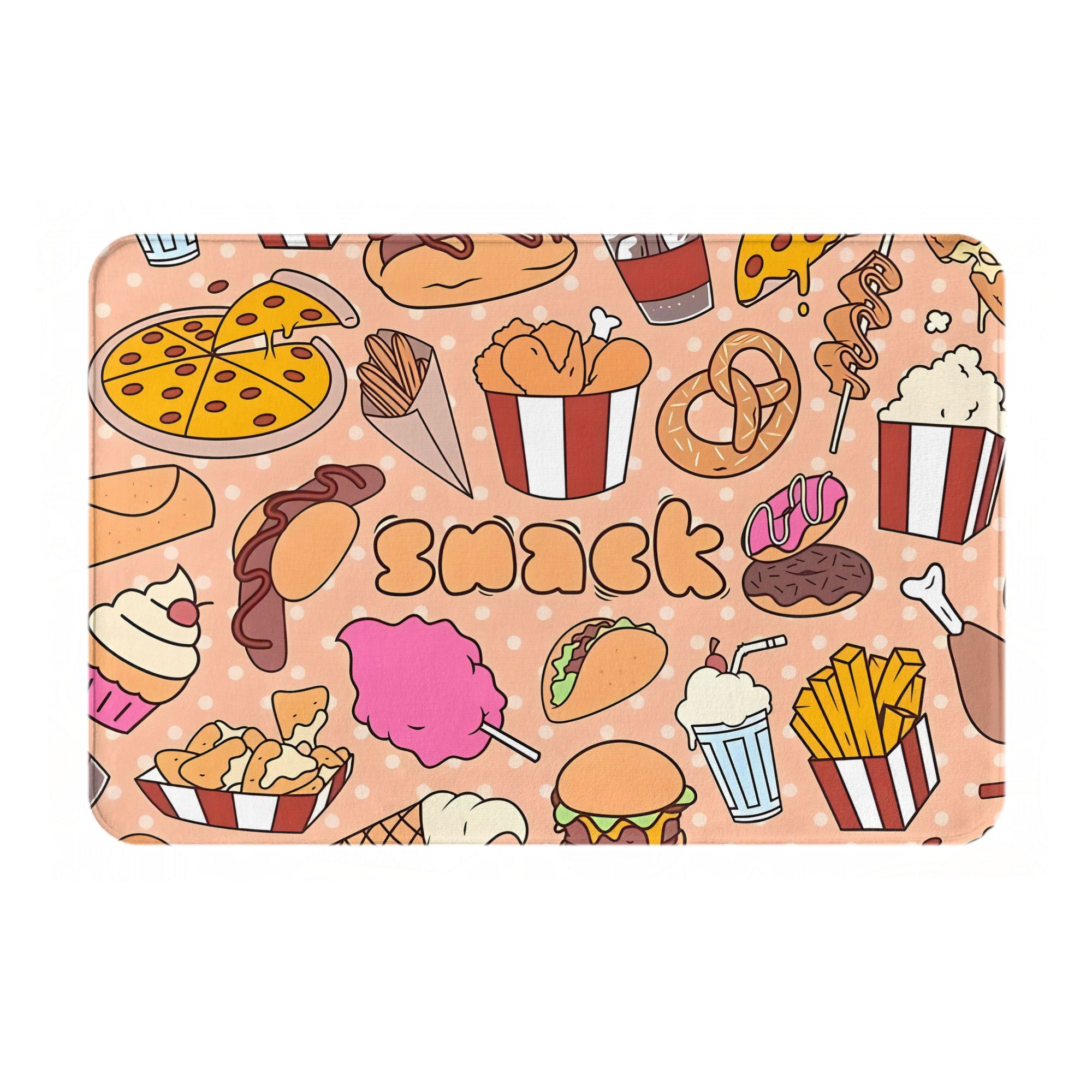 سجادة مدخل كرتونية بتصميم وجبا - مراجعة Food Snacks Background وسعره